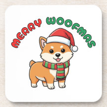 Porta copos de Natal Shiba Inu: Feliz Woofmas