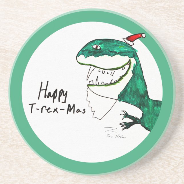 Porta copos de Natal T-Rex-Mas (Frente)