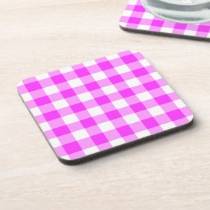 Porta copos de padrão Gingham, rosa e branco