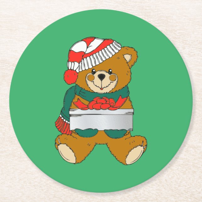 Porta-copos de papel do Urso de Natal (Frente)
