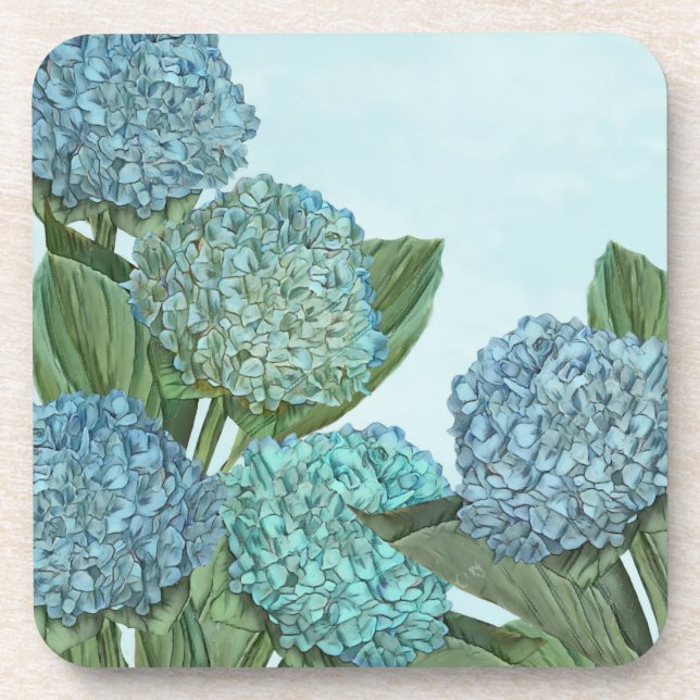 Porta copos de papel quadrado Hydrangea azul (Frente)