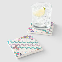 porta copos de pedra Abstrato dos 90s / cores dive