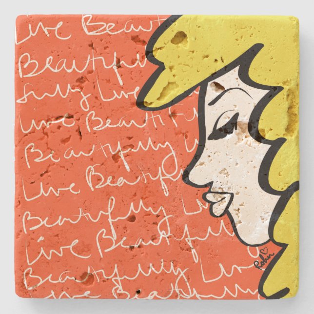 Porta copos de pedra ao vivo (Frente)