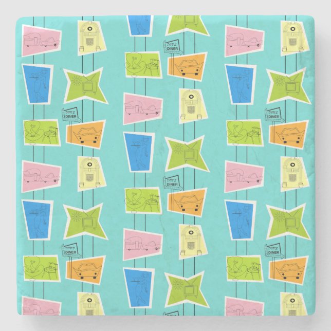 Porta copos de Pedra Atômica Retro Kitsch (Frente)