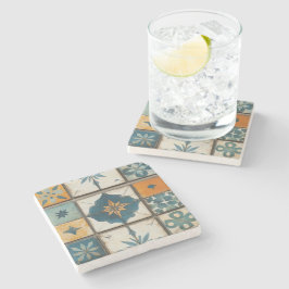 Porta copos de pedra Azulejo do Mosaico mediterrân