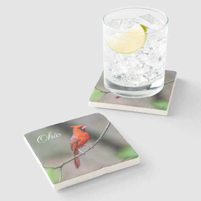 Porta copos de pedra cardinal de Ohio (Lateral)