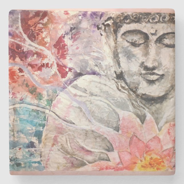 Porta copos de pedra colorida de Buddha Lotus (Frente)