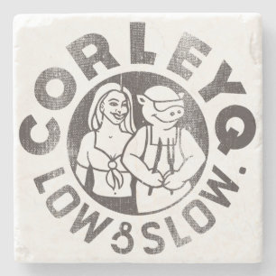 Porta copos de pedra com logotipo de CorleyQ
