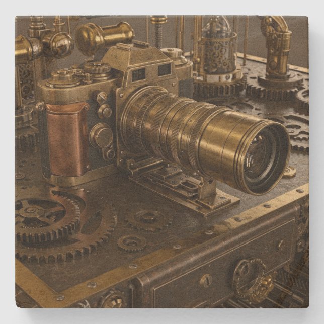 Porta copos de Pedra da Câmera Steampunk (Frente)