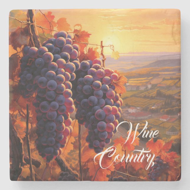 Porta copos de Pedra das Uvas de Vinho (Frente)