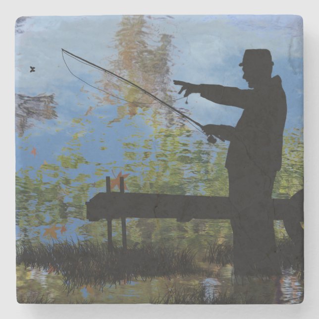 Porta copos de Pedra de Aposentadoria de Pesca do  (Frente)