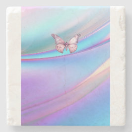 Porta copos de Pedra de Borboleta Rosa Opalescente