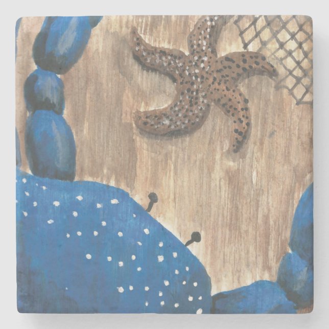 Porta copos de Pedra de Caranguejo e Starfish (Frente)