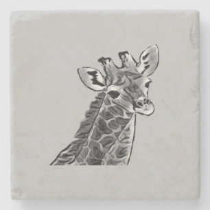 Porta copos de pedra de girafa preta e cinza