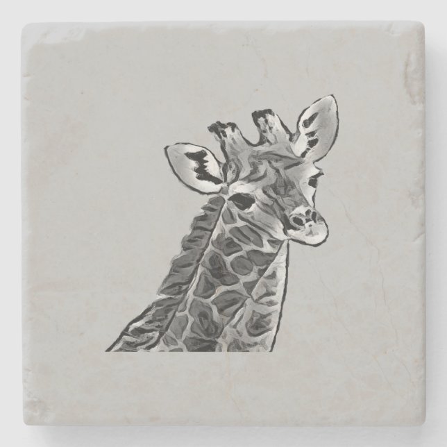 Porta copos de pedra de girafa preta e cinza (Frente)