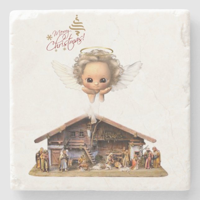 Porta copos de Pedra de Natal, Anjo de Natal (Frente)