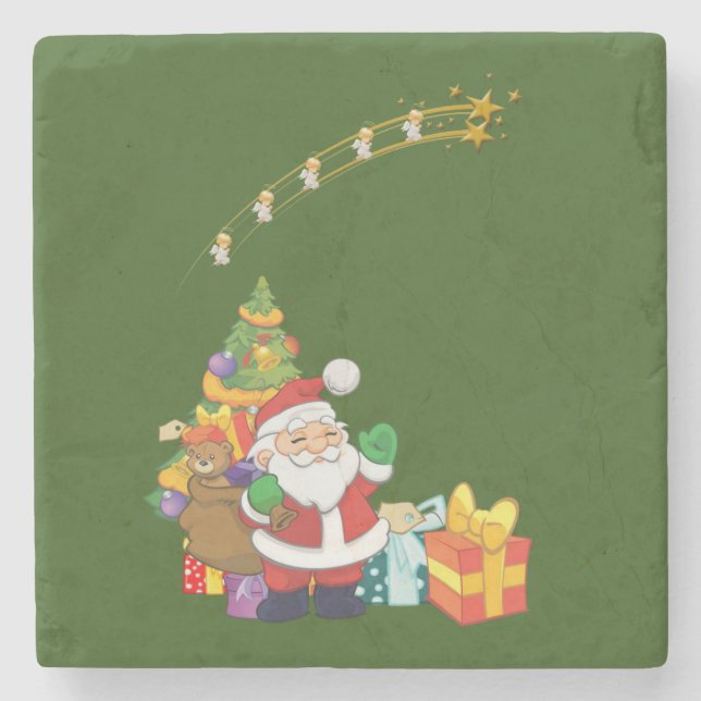 Porta copos de Pedra de Natal, Papais noeis (Frente)