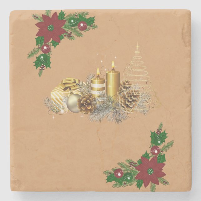 Porta copos de Pedra de Natal, Vela de Natal (Frente)