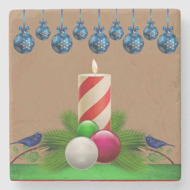 Porta copos de Pedra de Natal, Vela de Natal (Frente)