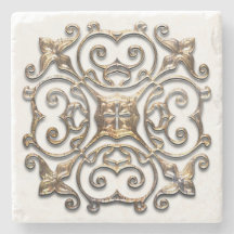 Porta copos de pedra Design do Vintage Faux Metal