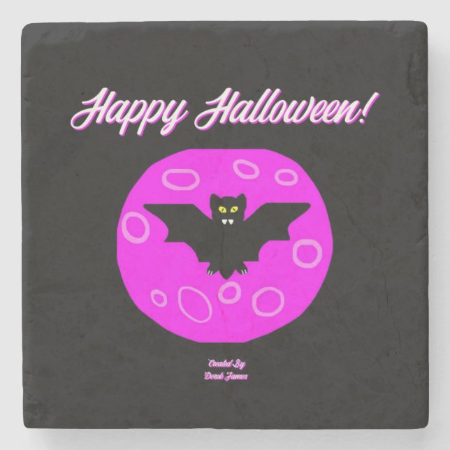Porta copos de Pedra do Bat de Halloween (Frente)