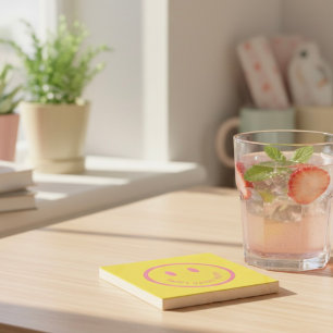 Porta copos de pedra feliz