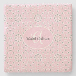 Porta copos de Pedra floral cor-de-rosa