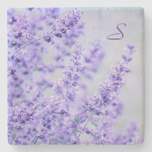 Porta copos de pedra floral da lavanda