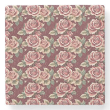 Porta copos de Pedra Floral do Vintage Rosa