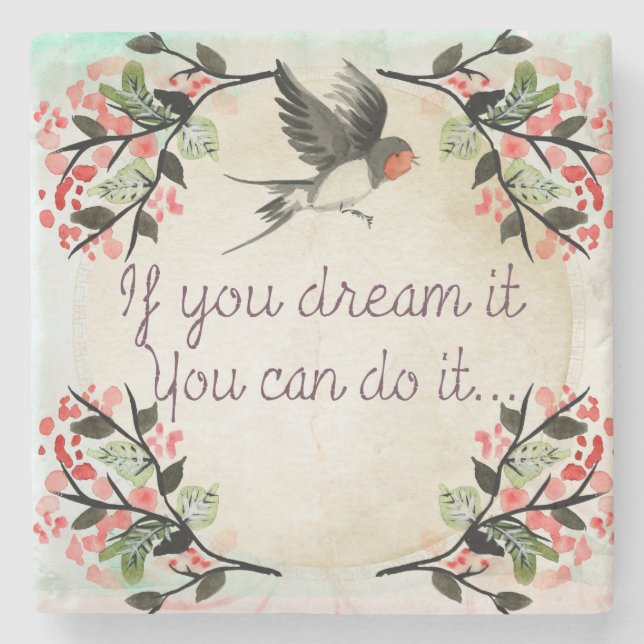 Porta copos de pedra Inspiracional Vintage (Frente)