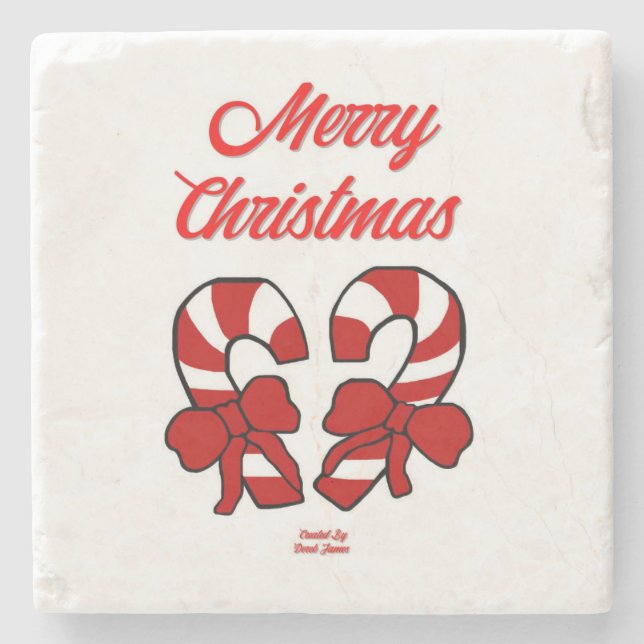 Porta copos de Pedra Marble Candy de Natal (Frente)