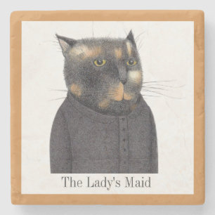 PORTA COPOS De Pedra Marble CAT MAID DA LADY + Tex