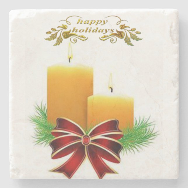 Porta copos de Pedra Marble de Natal, Feriados Fel (Frente)