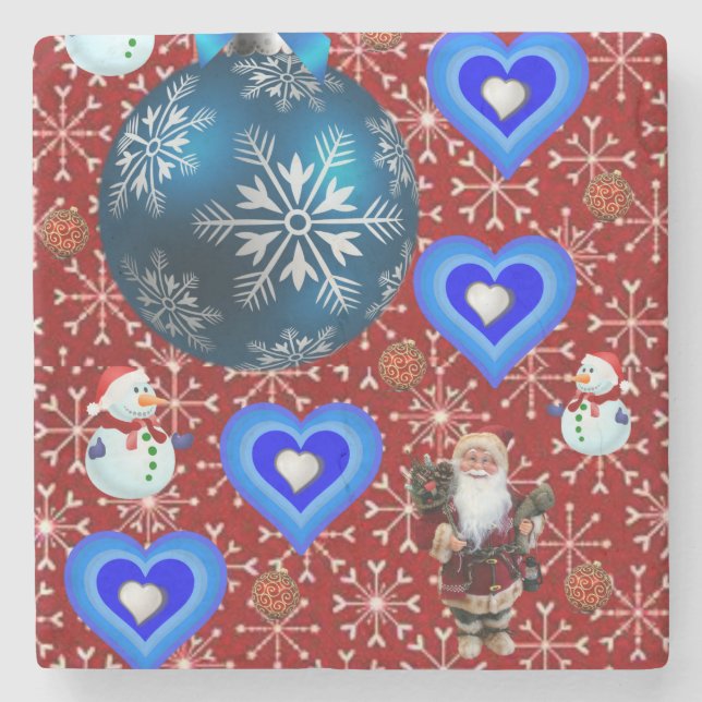 Porta copos de Pedra Marble de Natal, Snowman (Frente)