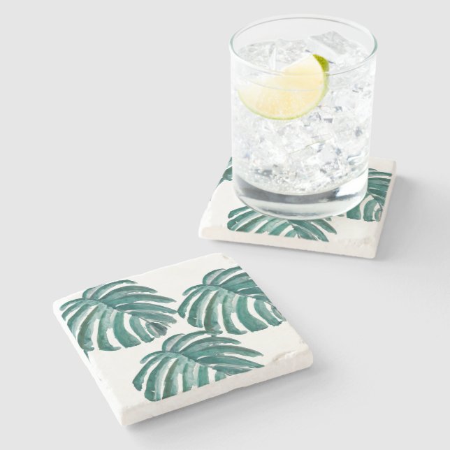 Porta copos de Pedra Marmortal Folha Botânica (Lateral)