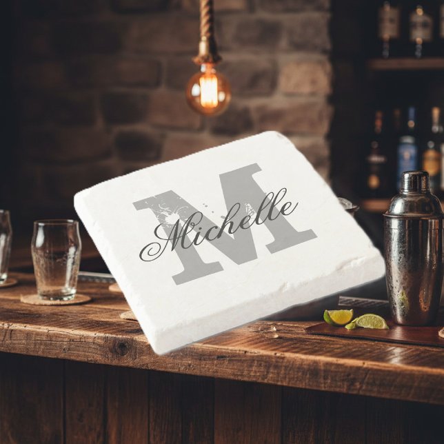 Porta copos de pedra monográfica personalizada ele (Monogrammed stone coaster)