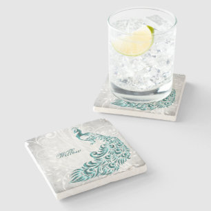 Porta copos de Pedra Personalizada de Peacock Teal