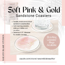 Porta copos de pedra redonda, Dourada e rosa macio