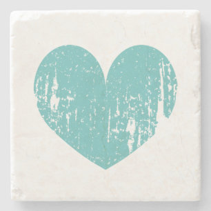 Porta copos de pedra rústica do coração feito s