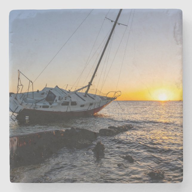 Porta copos de Pedra Sunset do Golfo Breeze (Frente)