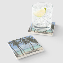 Porta copos de pedra tropical