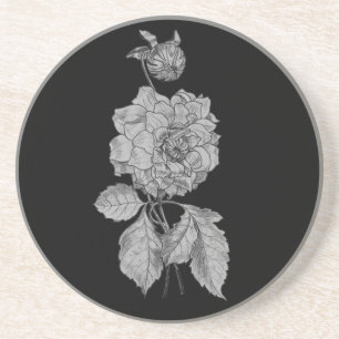 Porta copos de Prata Elegante, Peony Black Floral