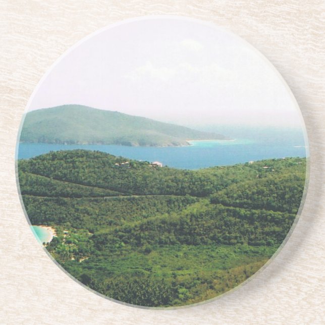 Porta copos de Sandstone com Cena de Ilha (Frente)