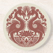 Porta copos de Sandstone com Pássaros