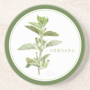 Porta copos de Sandstone redonda FRESH OREGANO + t
