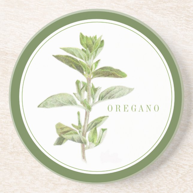 Porta copos de Sandstone redonda FRESH OREGANO + t (Frente)