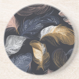 Porta copos de Sandstone Round Bohemian com penas