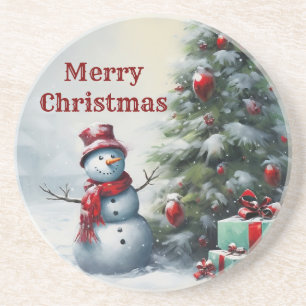 Porta copos De Snowman E Tree Sandstone