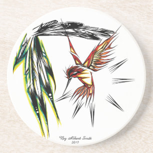 Porta copos de totem de beija-flor nativa