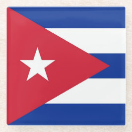 Porta copos de vidro com bandeira de Cuba